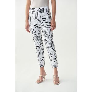 NWT Joseph Ribkoff Vanilla Black Abstract Art to Wear Print Crop Pants Style 221